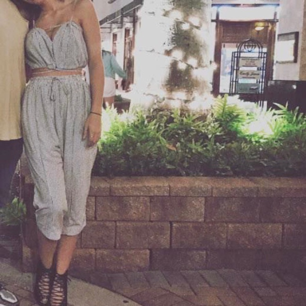 LF black & white micro stripe two piece set